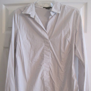 GRACE ELEMENTS GRAY AND WHITE STRIPED SHIRT 12